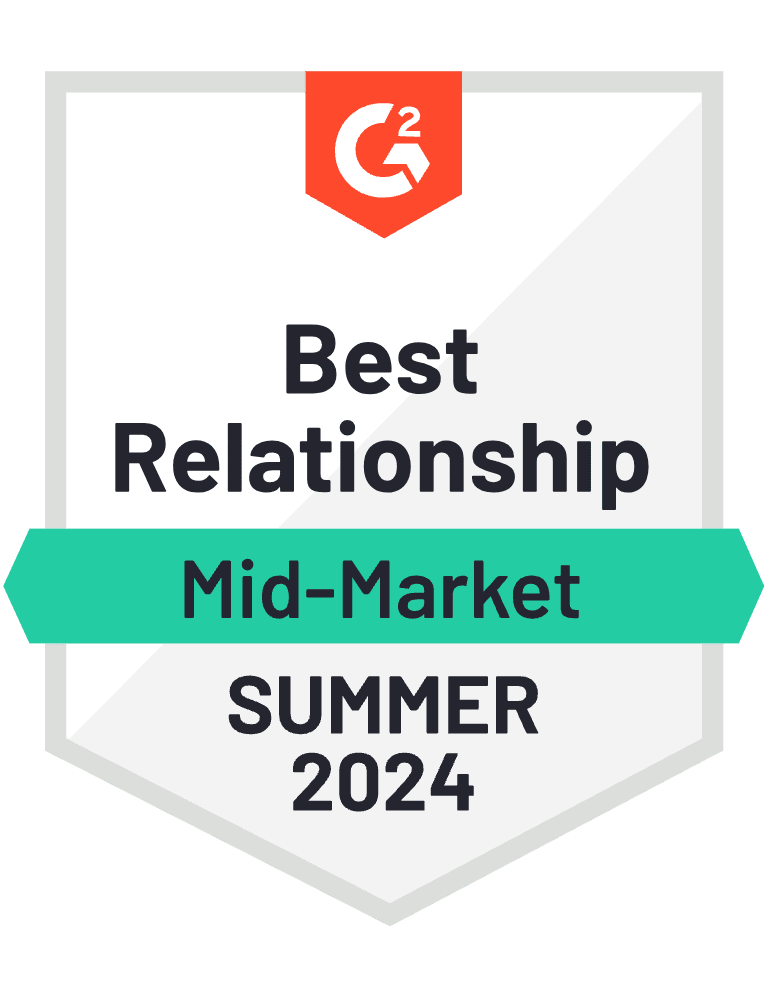 G2 Best Relationship Mid-market Summer 2024
